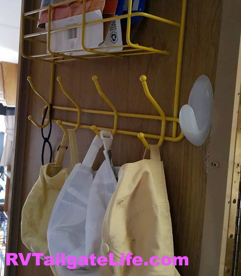 Command Bathroom Hook on RV door