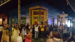Brass Band at Corner of Frenchman St in New Orleans French Quarter