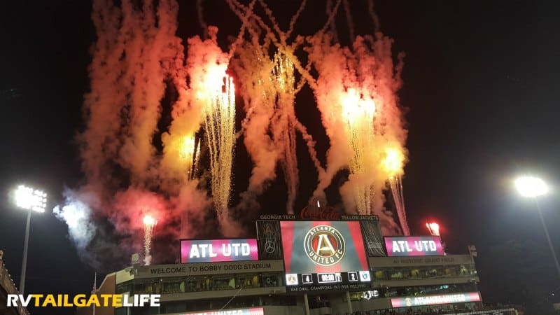Fireworks to celebrate the Atlanta United win on July 4, 2017
