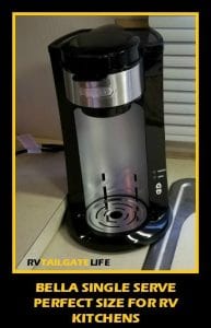 Bella Single Serve Coffee Brewer is perfect for limited and small RV kitchens