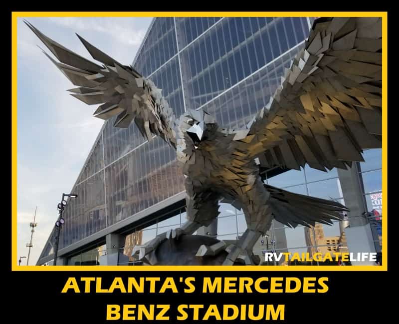 The Falcon outside Atlanta's Mercedes Benz Stadium - Atlanta Falcons