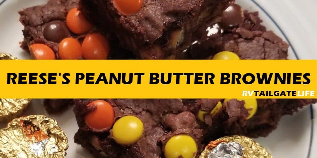 Reese's Peanut Butter Brownies - Peanut Butter and chocolate for the tailgating win