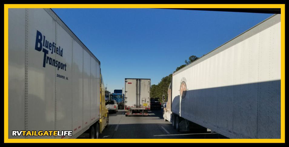 Ready to thread your RV between tractor trailers on the interstate? It takes practice to be ready for this!