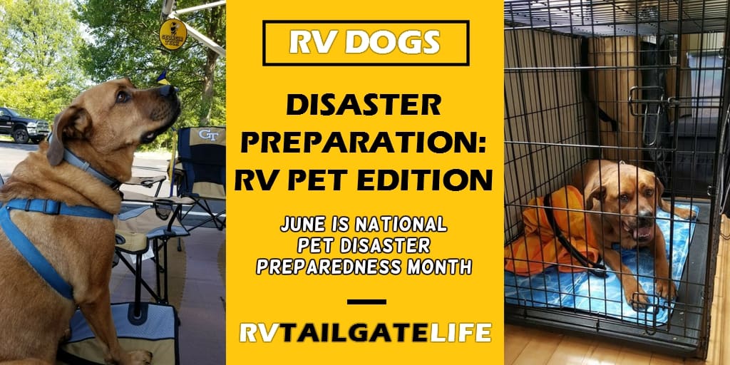 June is National Pet Disaster Preparedness Month - get your pets and your RV ready in case of disaster