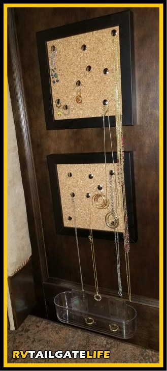 Keep jewelry readily accessible and looking like a piece of art in the RV with this RV jewelry organizer project