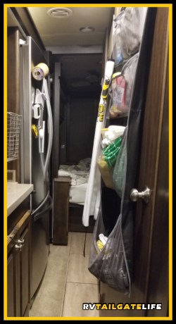 Use space on the back of doors or cabinets to keep your RV kitchen organized.