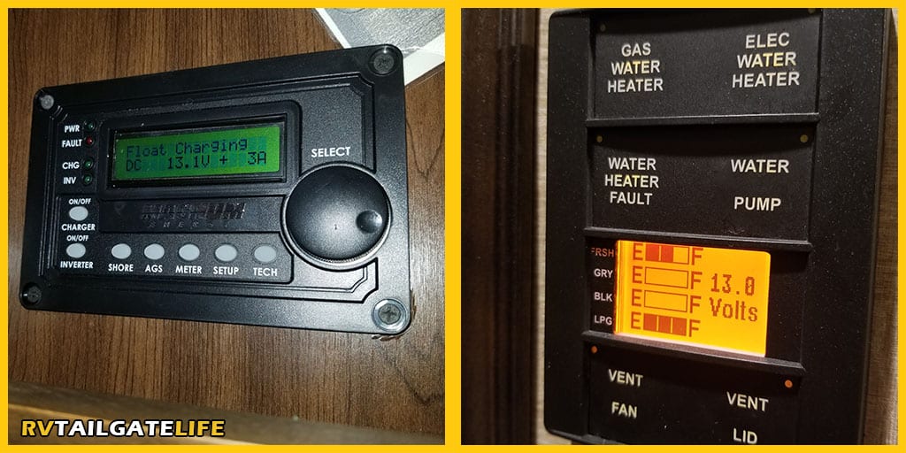 Two different ways to monitor the DC voltage in the Tiffin Class A 2017 34PA