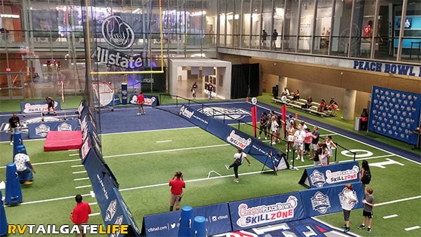 Try your skills at kicking a field goal or various football drills at the College Football Hall of Fame