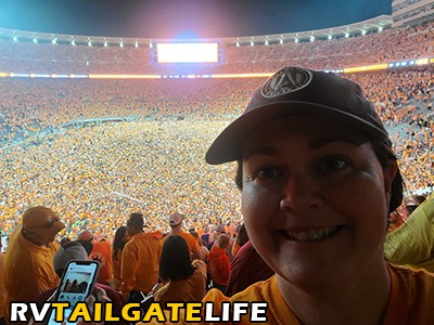 Kimberly from RV Tailgate Life at Neyland Stadium when Tennessee beat Alabama
