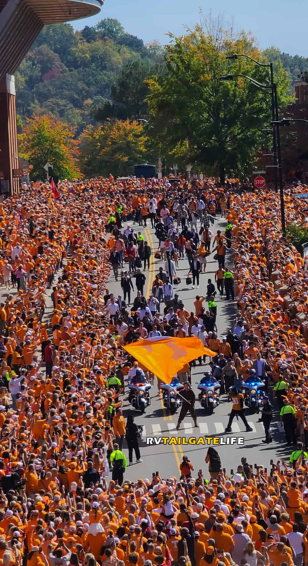 Vol Walk is where the Tennessee players come in to Neyland Stadium before a game. For the Tennessee-Alabama game, the crowd was intense and a sea of orange.