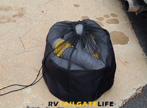 RV Hose bags with RV sewer hoses inside