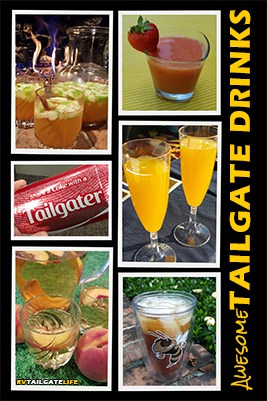 Awesome tailgate drinks with pictures of different drinks from an RV Tailgate Life tailgate